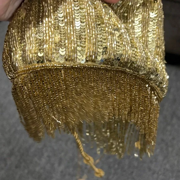 Elegant Gold Drawstring Evening Bag - Picture 2 of 4